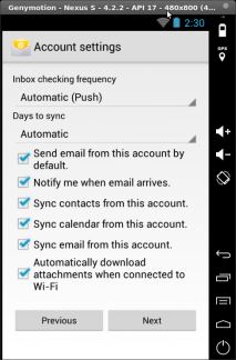 Sync Frequence and other settings