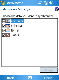 Synchronise options