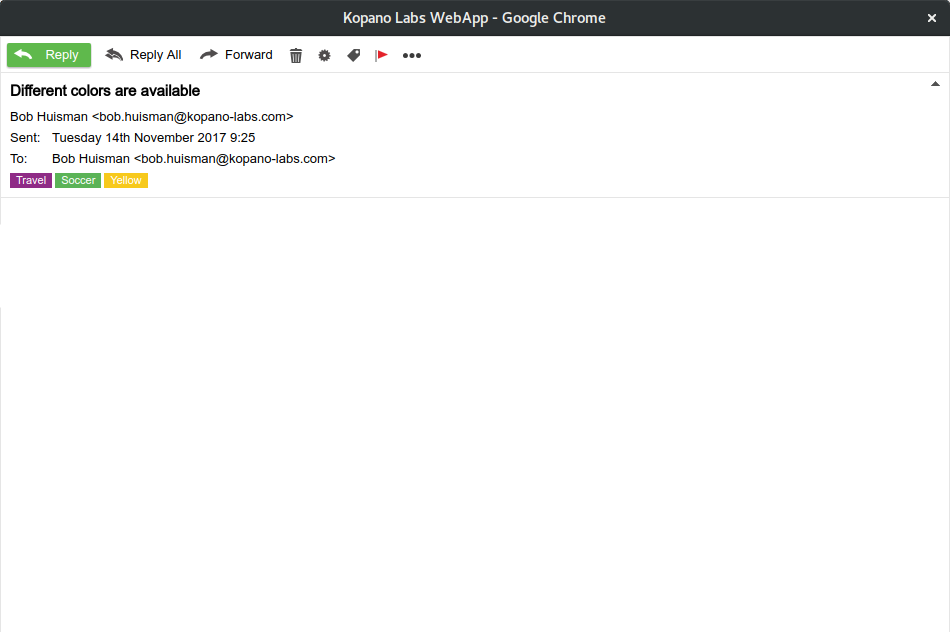 Categories in an email popout window