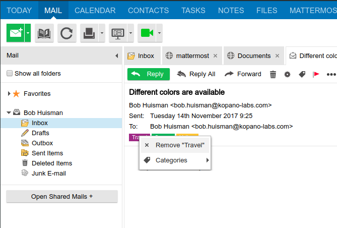 Adding a category from the context menu