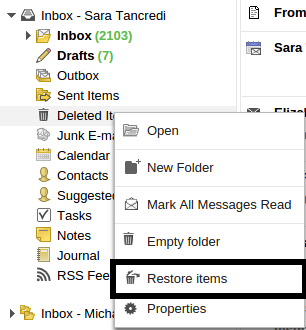 The dropdown menu from the hierarchy