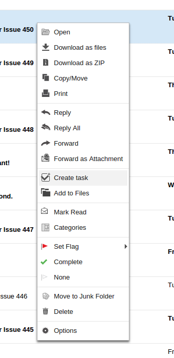 Create task from email
